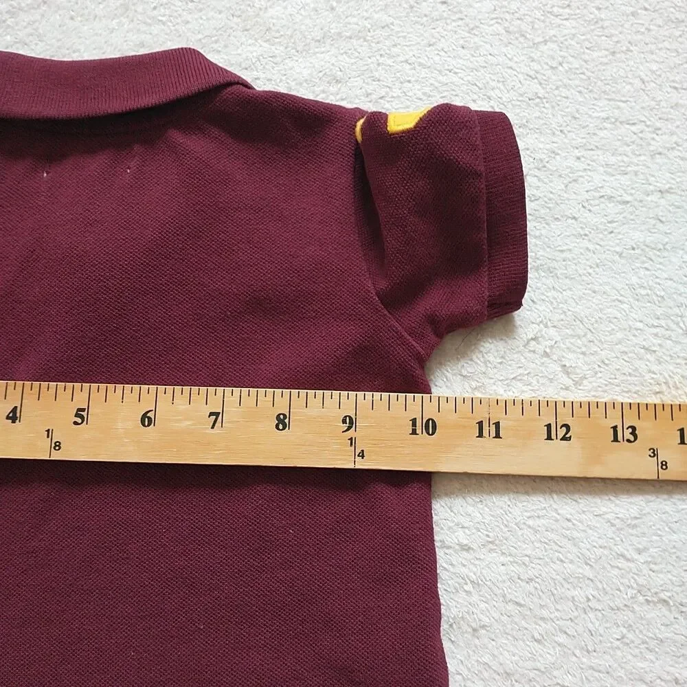 Ralph Lauren Polo Shirt Baby Boy 6M Red Burgundy Big Yellow Pony 3 Preppy